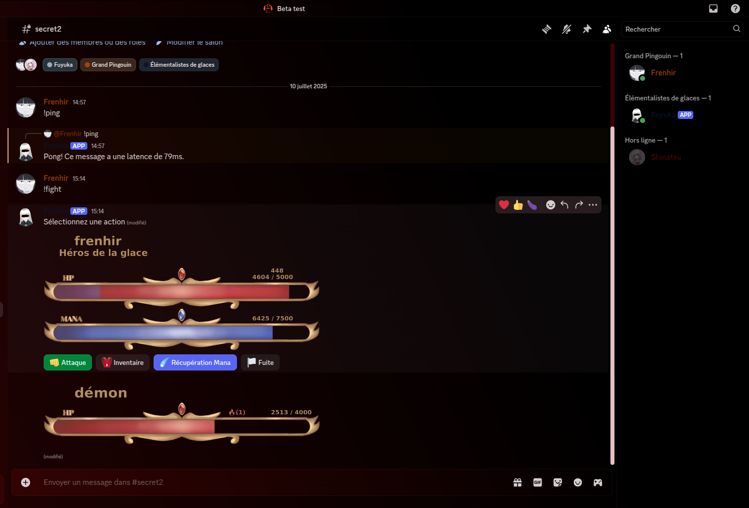 Interface de base du RPG